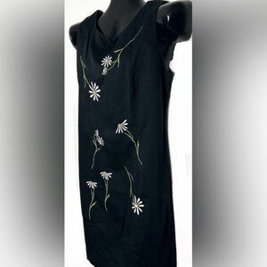 Beautiful Dress with White Flowered Embroidery